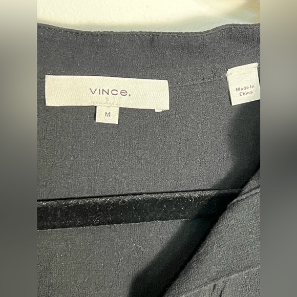 Vince Henley Linen Cotton Black 3/4 Sleeve Length Top Tunic Size Medium - Picture 2 of 9